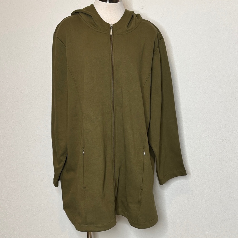 Denim&Co size 3X Olive Green Hooded Jacket